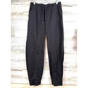 Everlane Womens L Organic Cotton Jogger Pants Minimalist Lounge Black Relaxed